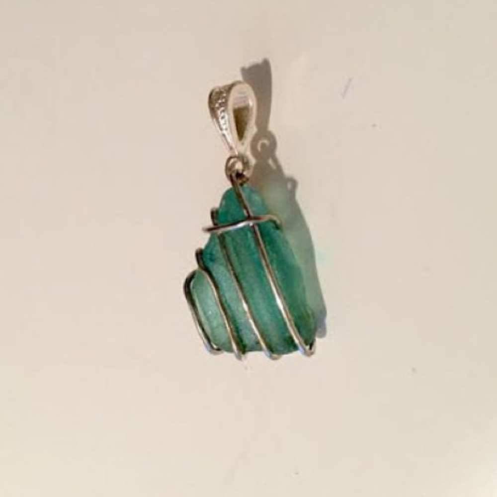 Turquoise river glass pendant